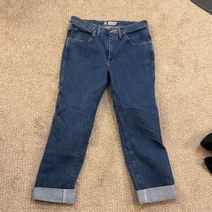 Men’s Wrangler Dark Blue Denim Jeans - Classic Straight Fit 32W / 36L